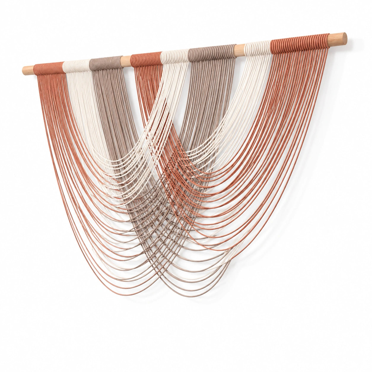 Makramee Wandbehang 100 x 100 cm Baumwolle Terrakotta Beige Boho Wanddekoration