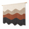 Makramee Wandteppich 100 x 100 cm Baumwolle Elfenbein Beige Terrakotta Anthrazit mit Holzstab