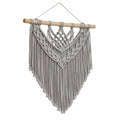 Makramee Wandbehang 70 x 95 cm Textil und Holz Grau Boho Wanddekoration