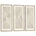 Wandbilder 3er Set 30 x 90 cm aus Holz in Naturweiß - geometrische Wanddekoration im modernen Stil
