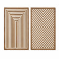 Wanddekoration 2er Set 50 x 90 cm Holz Natur mit geometrischem Muster