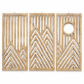 Wanddekoration 3-teilig 80 x 40 cm Holz Natur geometrisches Design zum Aufhängen