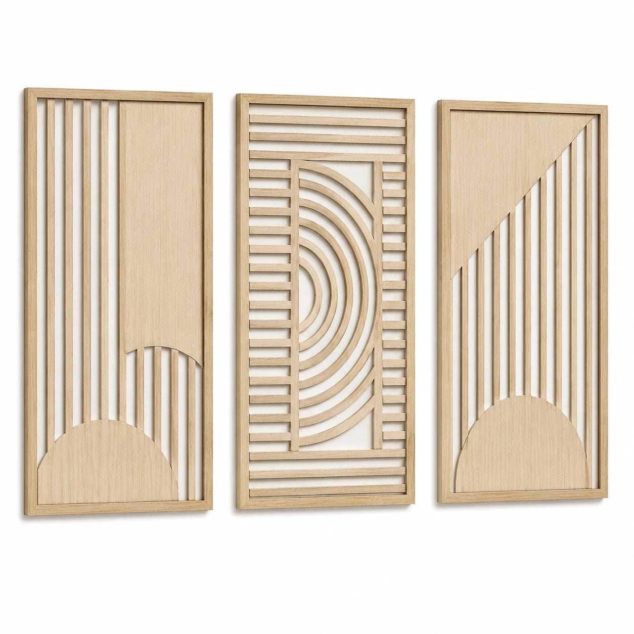 Wanddekoration Set 3-teilig 90 x 30 cm Holz Natur geometrisch