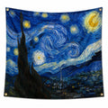 Wandteppich 150 x 130 cm aus Polyester Blau mit Nachtlandschaft Motiv zur Wanddekoration