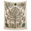 Wandteppich 150 x 130 cm Polyester Beige mit botanischem Baum Motiv für Wanddekoration im Boho Stil