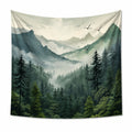 Wandteppich 150 x 130 cm aus Polyester Grün mit Bergwaldmotiv
